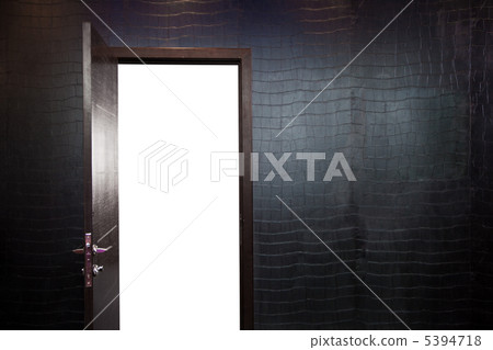 Open the door. Wall, black leatherette wallpaper. 5394718