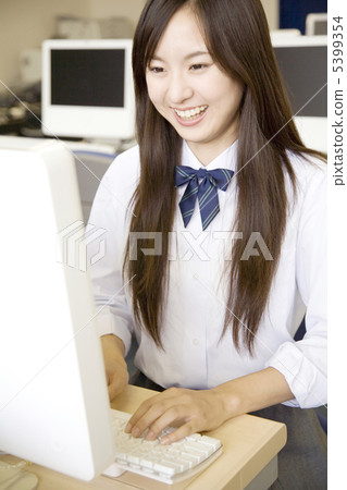 Girls high school student hitting the keyboard Girls high school student hitting the keyboard 5399354