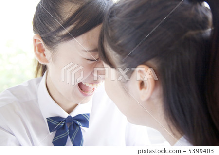 Girls high school student sticking the forehead Girls high school student sticking the forehead 5399403