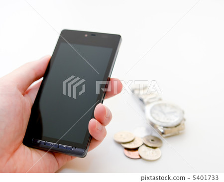 Small phone and coin and watch 5401733