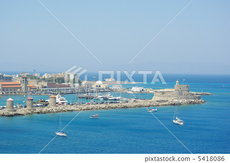 羅得島聖尼古拉斯堡和風車 羅得島聖尼古拉斯堡和風車 5418086