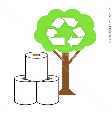 stock illustration: recycled paper, three (objects), three