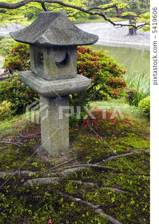 A lantern of a grass-shade shape of Senko Imperial Palace of Minami Pond A lantern of a grass-shade shape of Senko Imperial Palace of Minami Pond 5419606