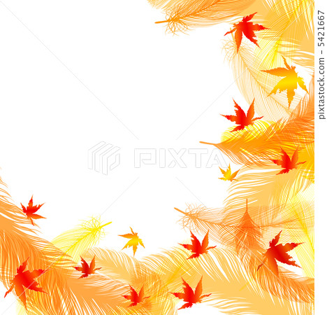 Autumn colored leaves feat feather background Autumn colored leaves feat feather background 5421667