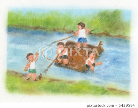 用木筏在河上玩 5429594