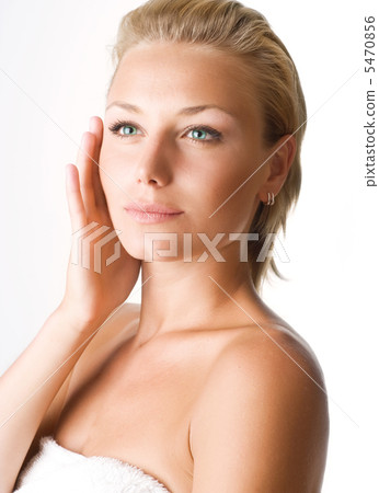 Beautiful Young Woman Touching Her Face. Perfect Skin 5470856