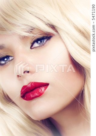 Beautiful Blond Woman Makeup.Red Lipstick.Retro Style Beautiful Blond Woman Makeup.Red Lipstick.Retro Style 5471190