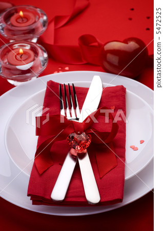Romantic Dinner. Place setting for Valentine's Day Romantic Dinner. Place setting for Valentine's Day 5472525