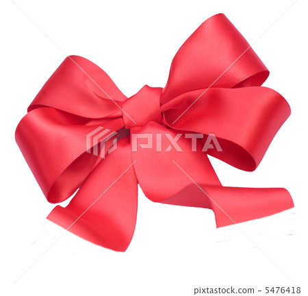 Red satin gift bow. Ribbon. Isolated on white Red satin gift bow. Ribbon. Isolated on white 5476418
