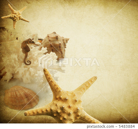 Vintage Styled Sea Border Design Vintage Styled Sea Border Design 5483884