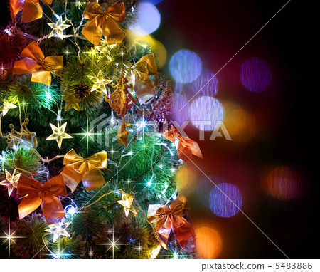 Christmas Tree Decorated. Over Black Christmas Tree Decorated. Over Black 5483886