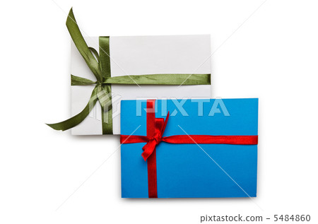 Envelope with colourful ribbon on white Envelope with colourful ribbon on white 5484860