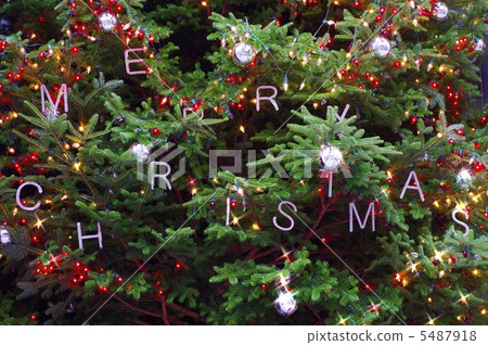 聖誕快樂字符裝飾聖誕樹 5487918
