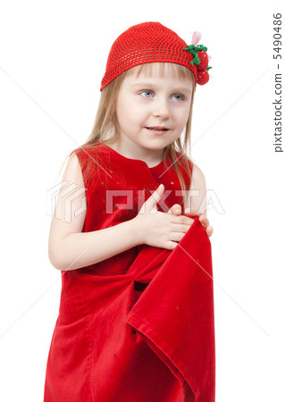 Portrait of a pretty girl in a red dress Portrait of a pretty girl in a red dress 5490486