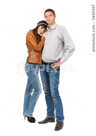 Young beautiful couple isolated on white background Young beautiful couple isolated on white background 5490487