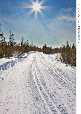 empty trails for cross-country skiing empty trails for cross-country skiing 5490804