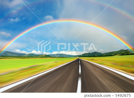 Rainbow over road 5492675
