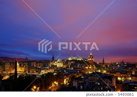 sunset over night Edinburgh, Scotland 5493061