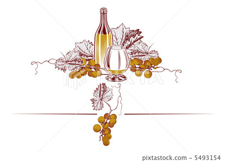 wine list with bottle, grape and glass 5493154