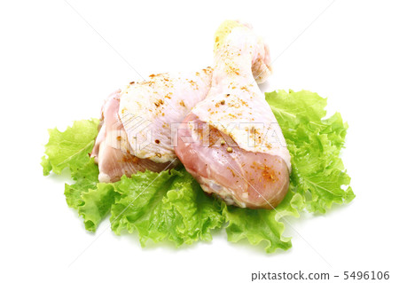 Raw chicken legs with green salad Raw chicken legs with green salad 5496106