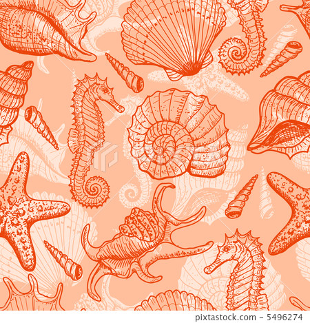Sea hand drawn seamless pattern Sea hand drawn seamless pattern 5496274