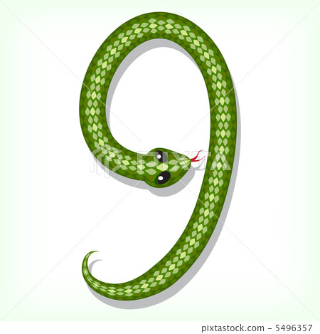 Snake font. Digit 9 5496357