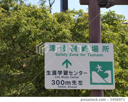 海嘯疏散地點指導標誌 5498971