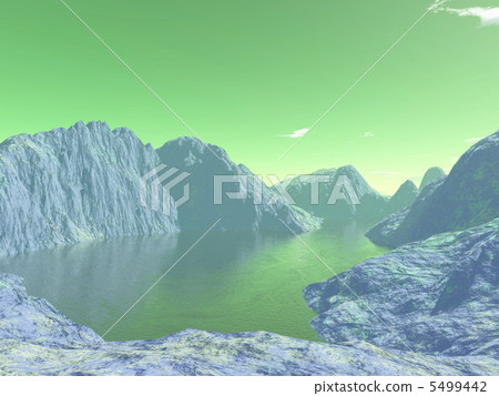 Green sky and fantasy planet 5499442