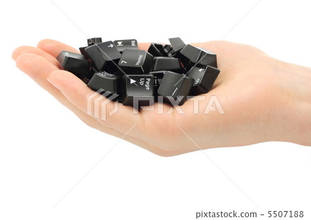 Human hand held computer keyboard keys Human hand held computer keyboard keys 5507188
