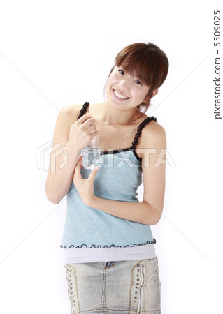 Young lady with water White Back Copy Space Young lady with water White Back Copy Space 5509025