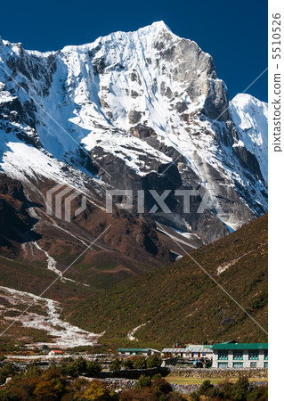 Village with hotels and lodge for tourists in Himalayas 5510526