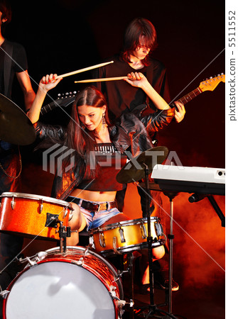 Band playing musical  instrument. 5511552