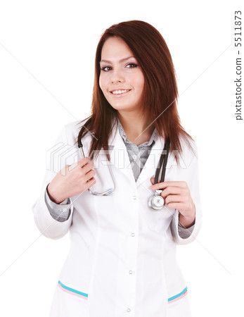 Medicine doctor girl with stethoscope. Medicine doctor girl with stethoscope. 5511873