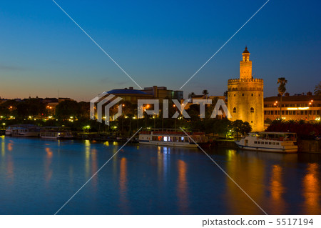 cityscape of Seville at night, Spain cityscape of Seville at night, Spain 5517194