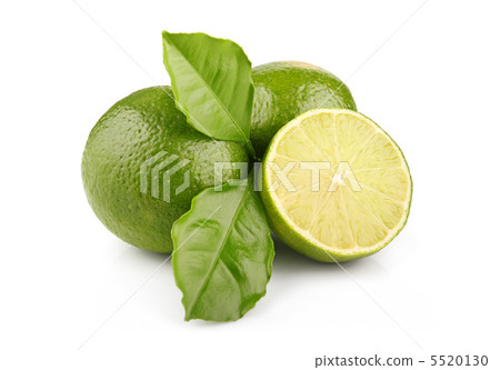 Ripe lime fruits with green leaves isolated Ripe lime fruits with green leaves isolated 5520130