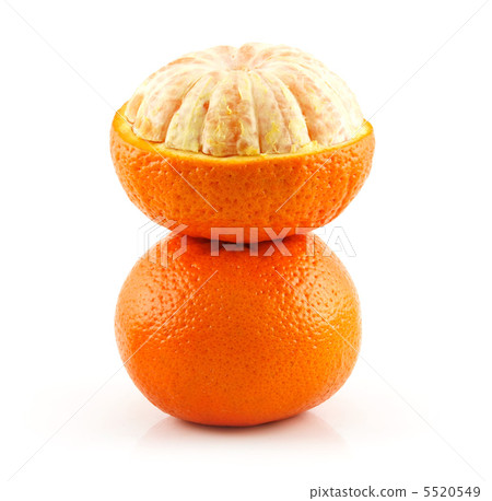 Ripe Sliced Tangerine Fruit Isolated on White Ripe Sliced Tangerine Fruit Isolated on White 5520549