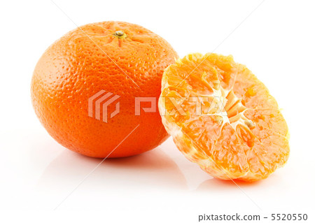 Ripe Sliced Tangerine Fruit Isolated on White 5520550