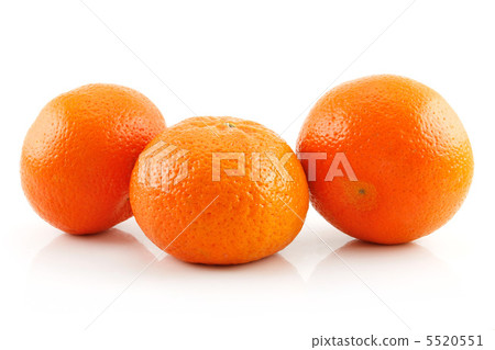 Three Ripe Tangerine Fruits Isolated on White 5520551