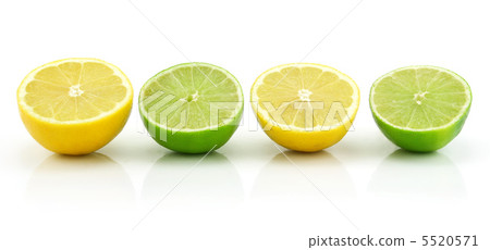 Ripe Sliced Lime and Lemon Isolated on White Ripe Sliced Lime and Lemon Isolated on White 5520571