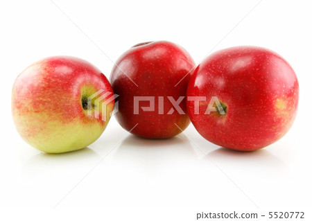 Three Ripe Red Apples in Row Isolated on White 5520772