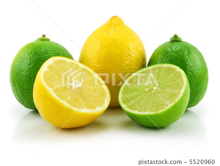 Ripe Sliced Lime and Lemon Isolated on White 5520960