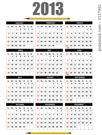 2013 calendar with pencil image. Vector illustration 2013 calendar with pencil image. Vector illustration 5537992