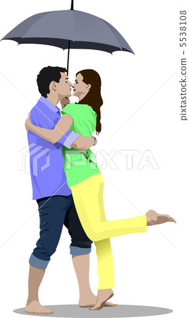Kissing Couple with umbrella vector illustration Kissing Couple with umbrella vector illustration 5538108