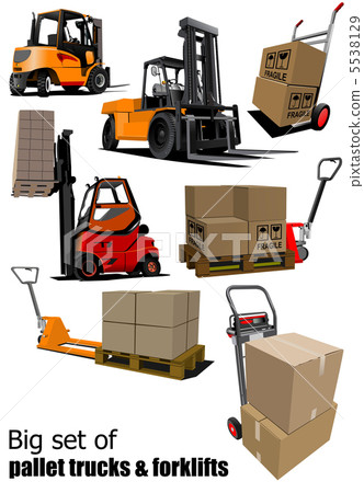 Big set of Forklifts and pallet trucks Vector illustration 5538129