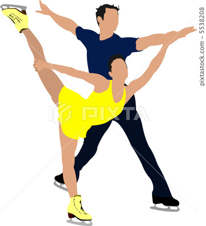 Couple Figure skating colored silhouettes. Vector illustration 5538208