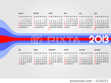 Calendar 2013 with American holidays. Months. Vector illustratio 5538251