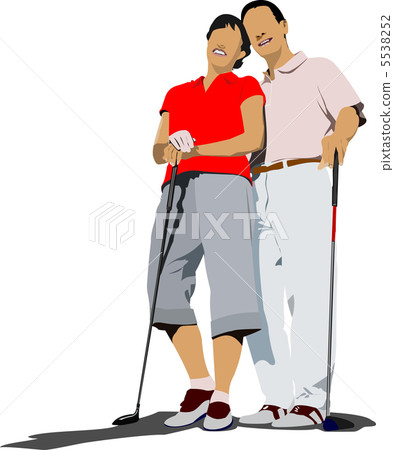 Couple golfers in iron club. Vector illustration 5538252