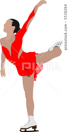 Woman Figure skating colored silhouette. Vector illustration 5538264