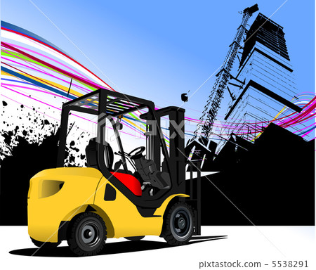 Urban abstract grunge composition with forklift image. Vector il 5538291