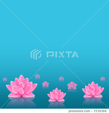 Pink Lily Flower in Still Blue Water 5538368